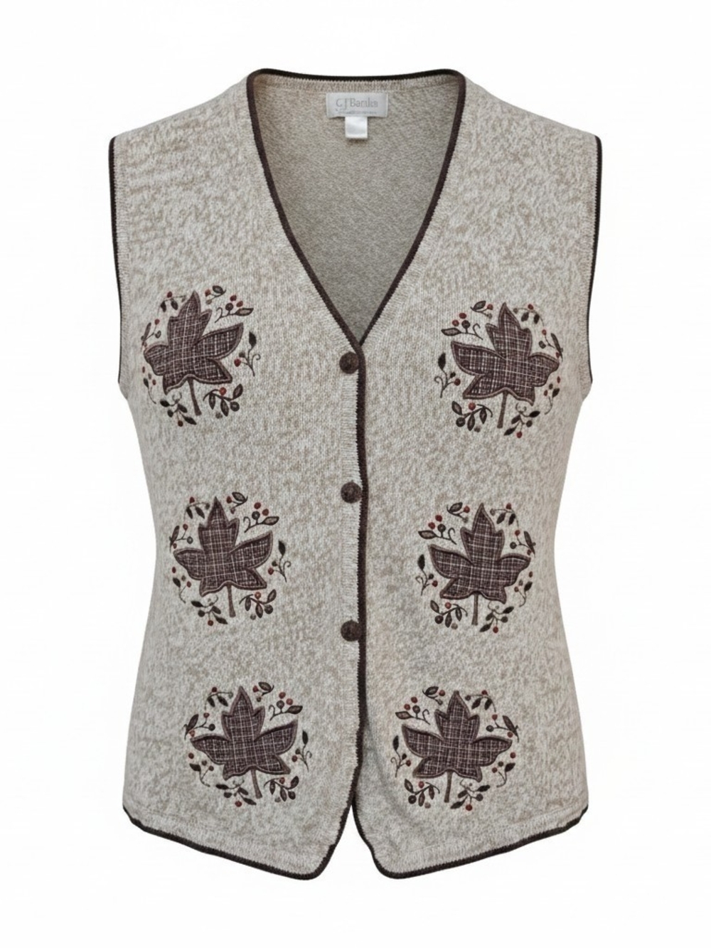 Vintage Christopher & Banks Beige and Brown Textured Knit Vest